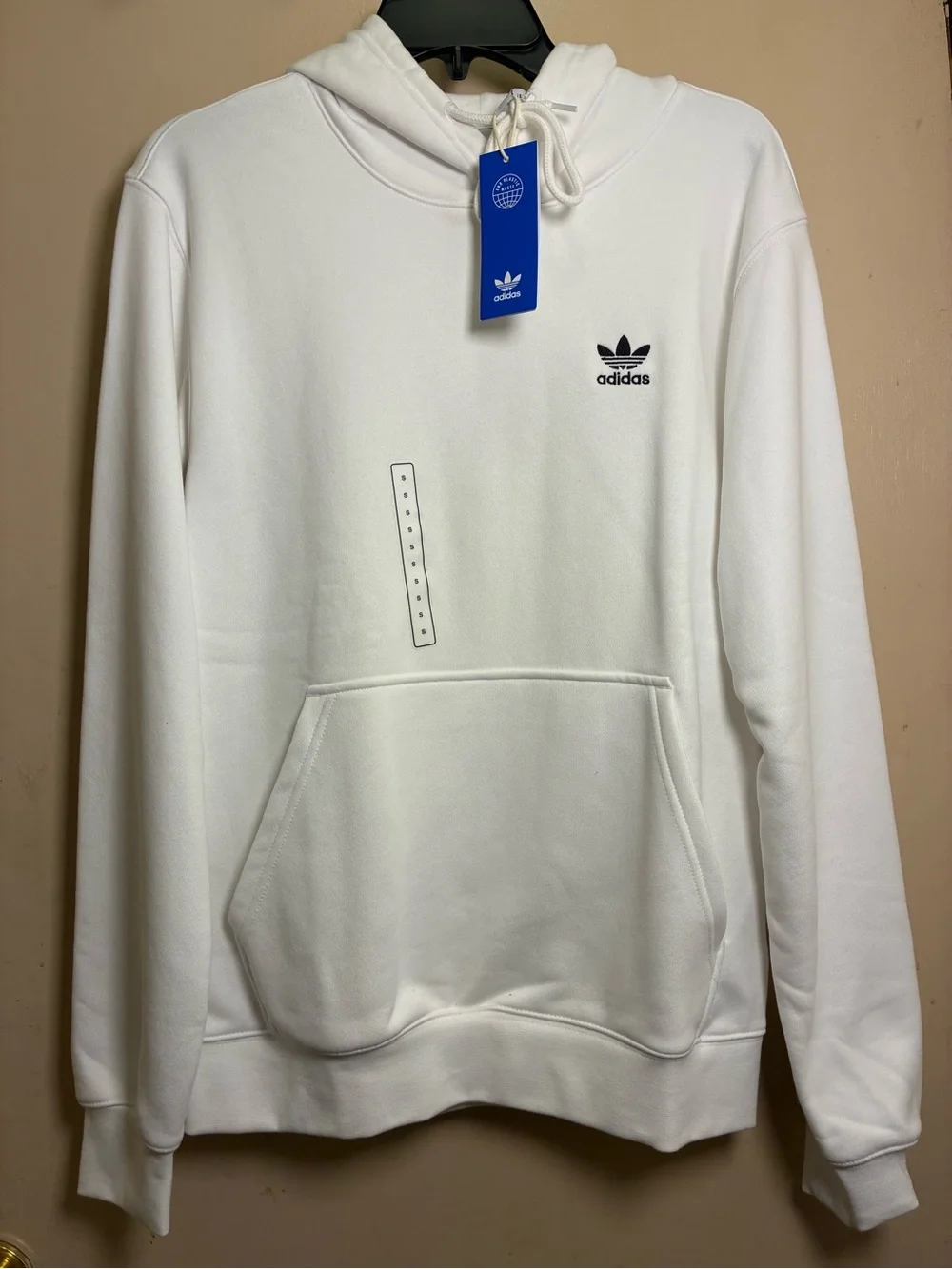 adidas White Trefoil Logo Hooded Pullover
